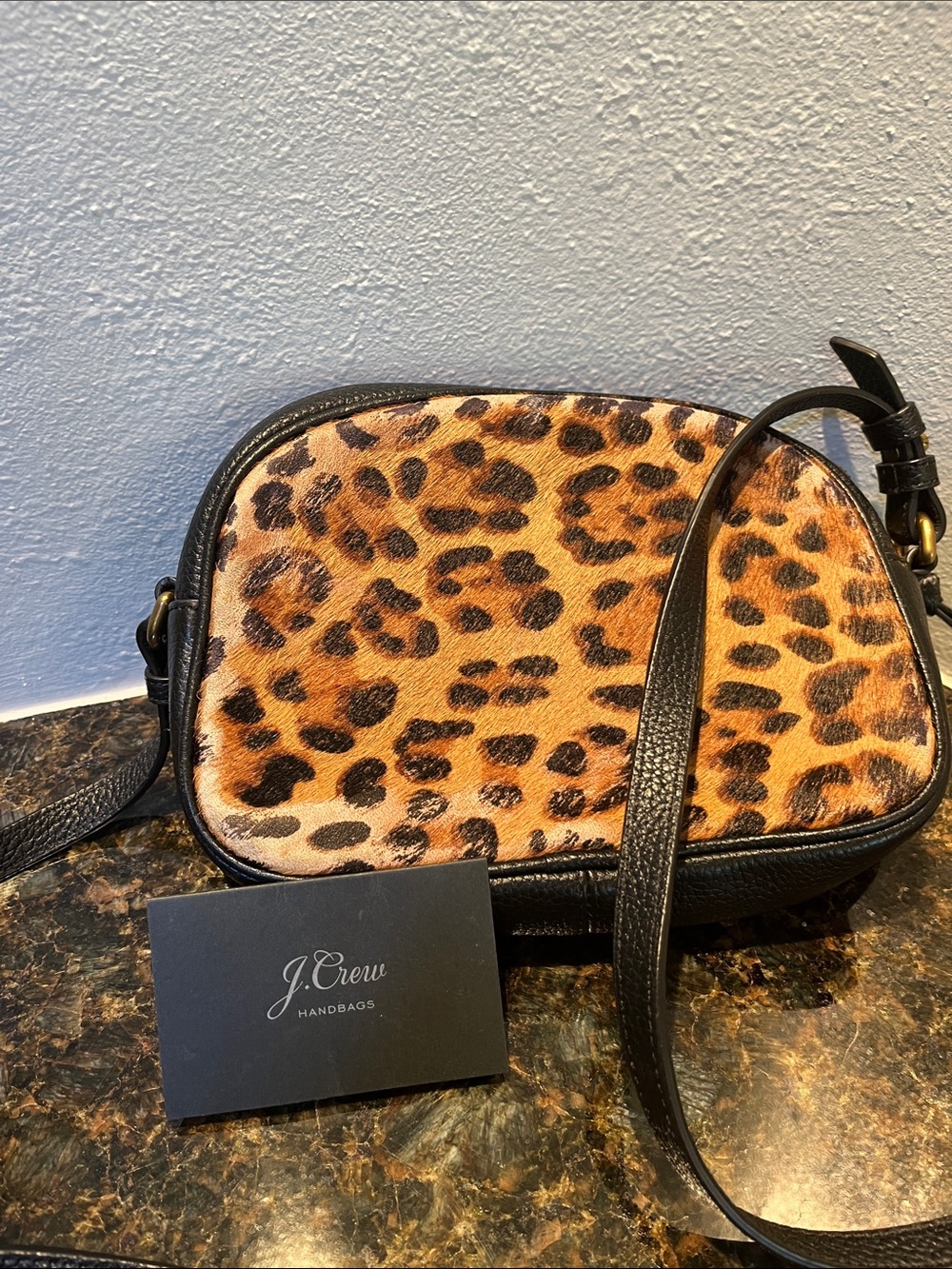 J. Crew Leopard Print Crossbody in Brown and Black